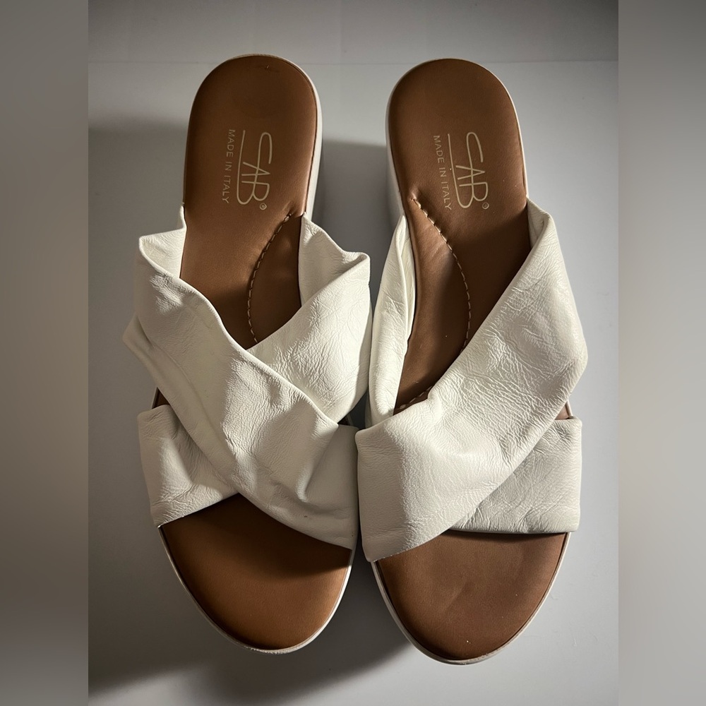 SAB White Leather Sandals